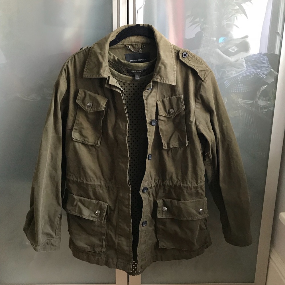 Green motor jacket Banana Republic
